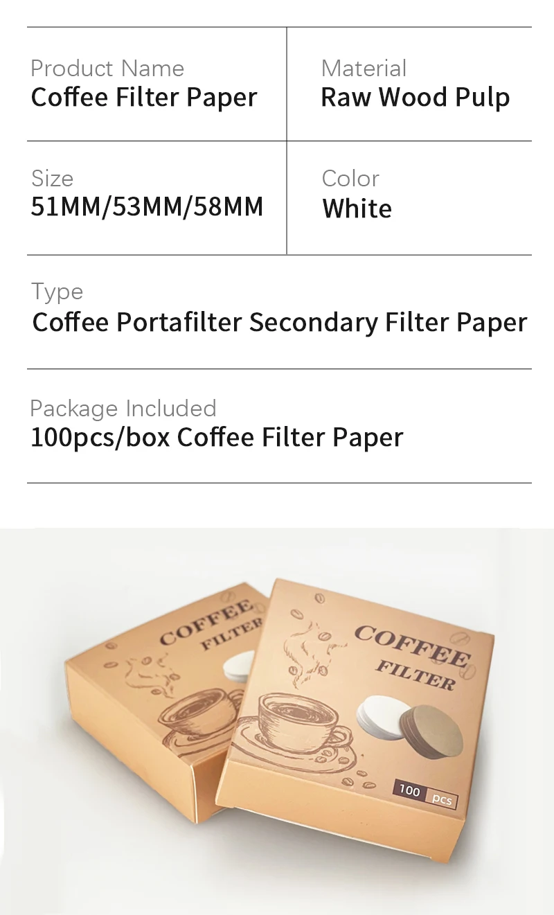 Coffee Filter Paper Espresso Paper Filters 51mm 53mm 58mm 100pcs Puck Screen For Delonghi Breville Portafilter Machine Tools