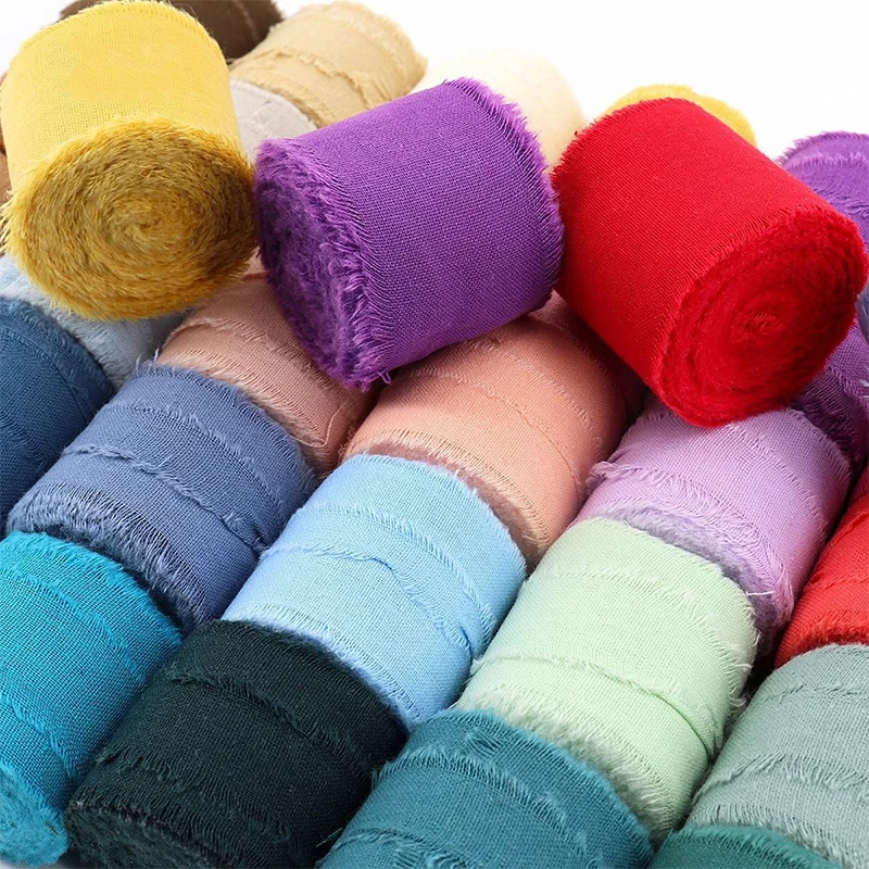 Pure Cotton Hand Torn Raw Edge Ribbon DIY Gift Box Packaging Greeting Card Decoration Bride Hand Stick Flower Flower Tie Ribbon