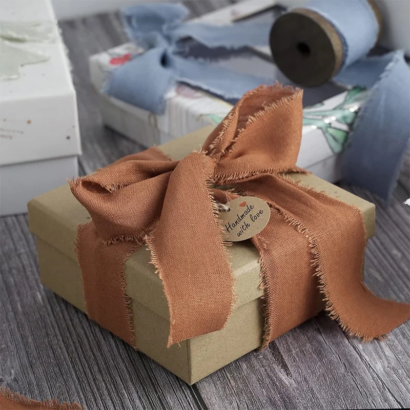 Pure Cotton Hand Torn Raw Edge Ribbon DIY Gift Box Packaging Greeting Card Decoration Bride Hand Stick Flower Flower Tie Ribbon