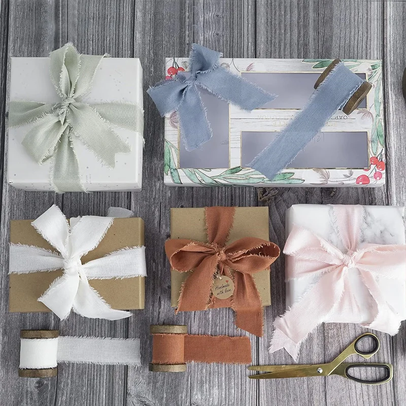 Pure Cotton Hand Torn Raw Edge Ribbon DIY Gift Box Packaging Greeting Card Decoration Bride Hand Stick Flower Flower Tie Ribbon