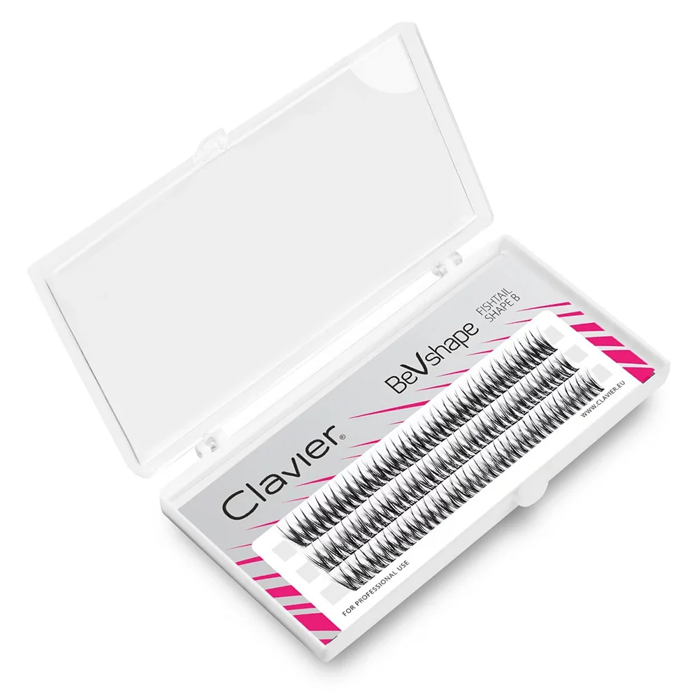 Clavier Natural Cluster Eyelash BeVshape Fishtail Shape B Curling Lash 10D Silk Soft Eyelashes Professional Makeup Tools