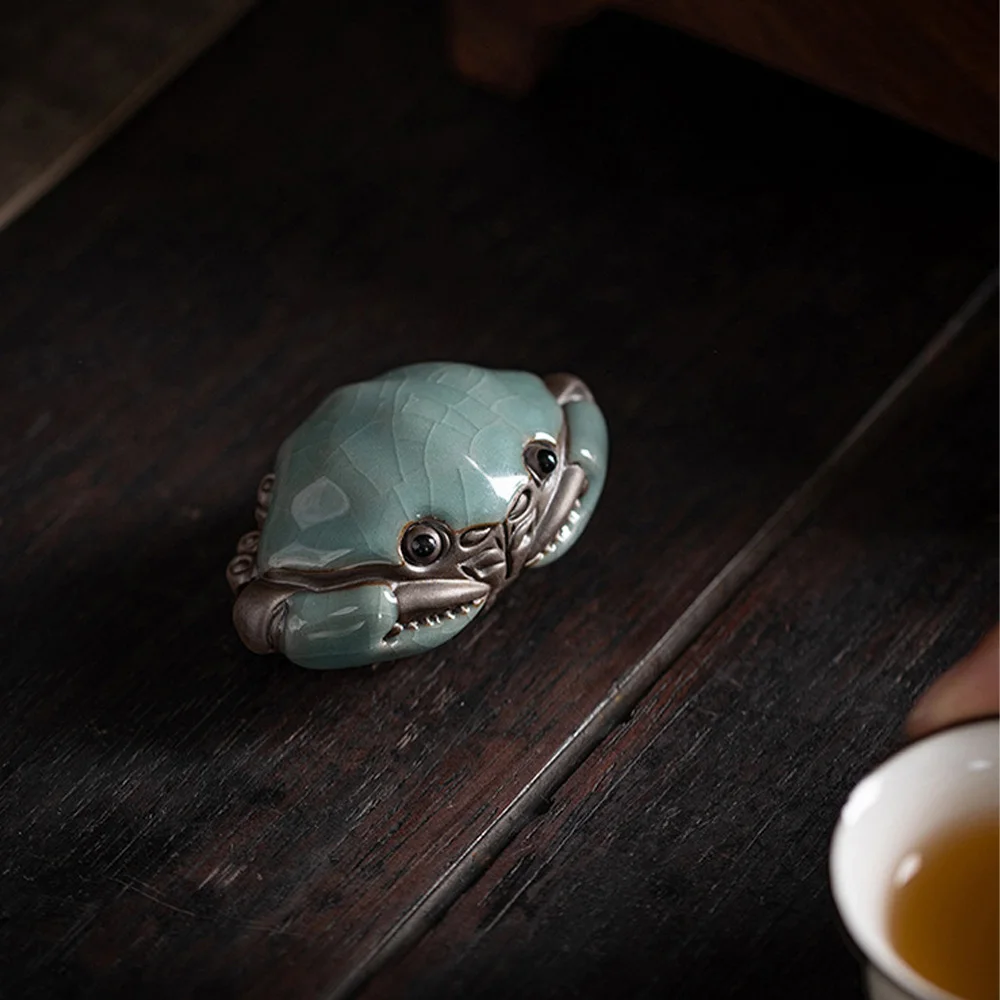 Cracked Glaze Crab Play Handmade Kongfu Tea Pet Decoration Tea Table Tea Ceremony Accessories Tea Pet Furniture For Display