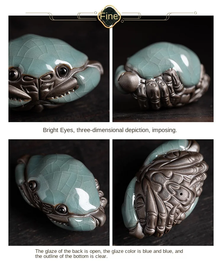 Cracked Glaze Crab Play Handmade Kongfu Tea Pet Decoration Tea Table Tea Ceremony Accessories Tea Pet Furniture For Display