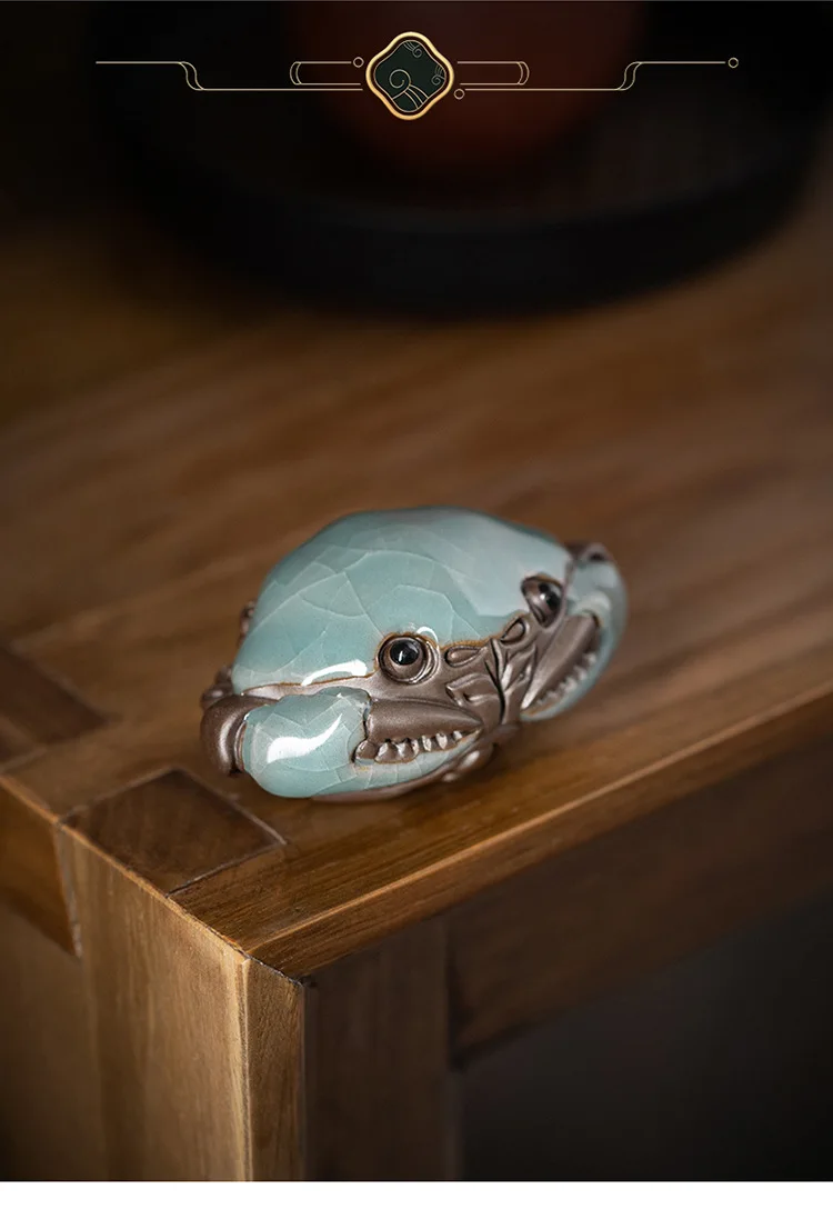 Cracked Glaze Crab Play Handmade Kongfu Tea Pet Decoration Tea Table Tea Ceremony Accessories Tea Pet Furniture For Display