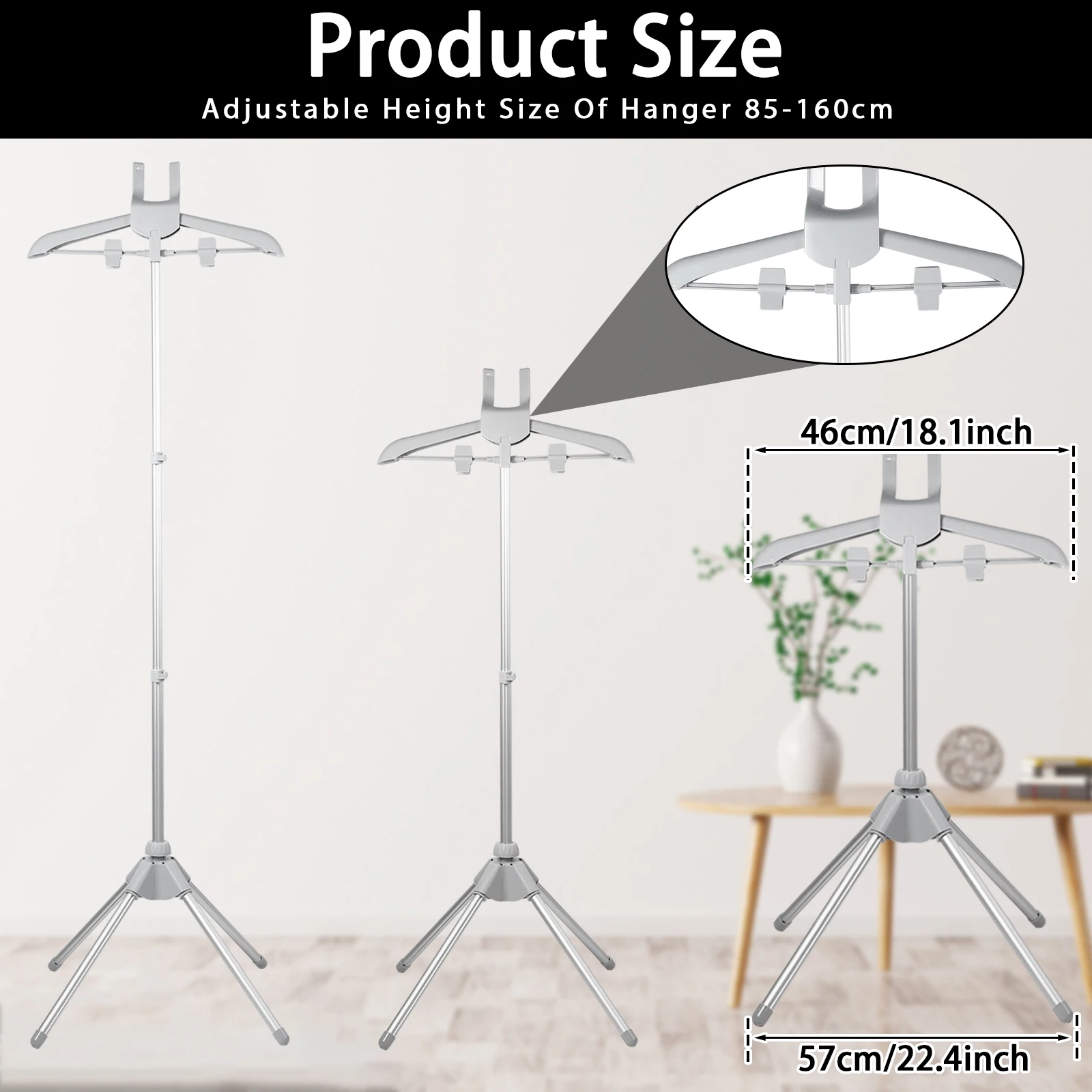 Steamer Stand Telescopic Iron Steam Clothes Hanger 85-160cm Adjustable Height Foldable for Hanging Ironing Clothes Hanger