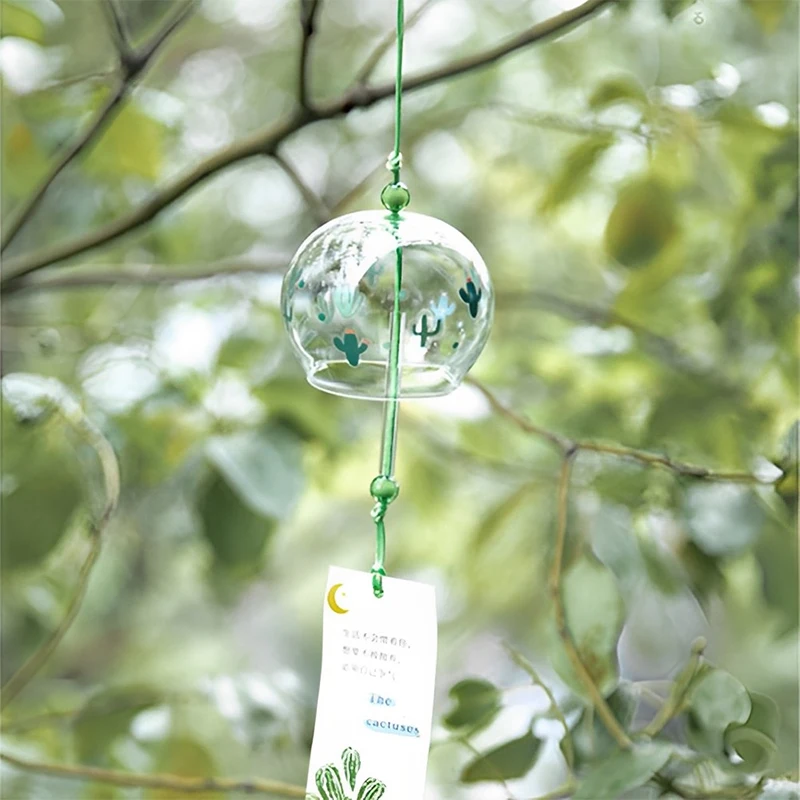 Japanese Wind Bell Japan Chimes Handmade Glass Furin Home Decors Spa Kitchen Office Decor Sakura Cherry Blossom Pattern