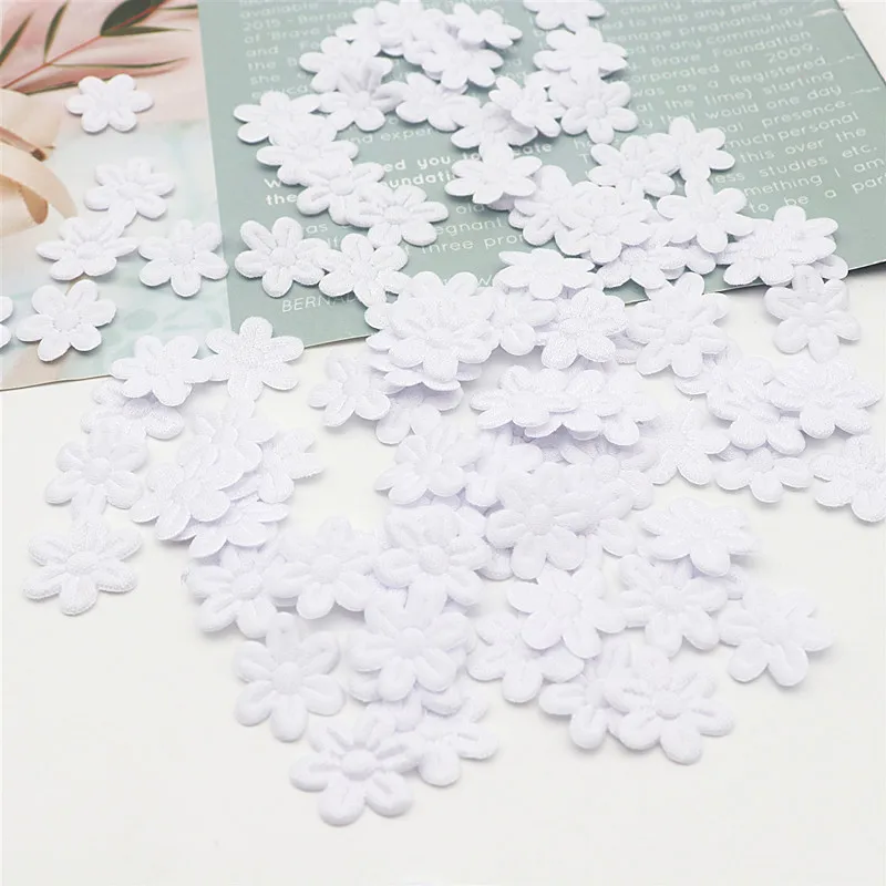 100pcs/pack five petal flower embossing DIY children hair accessories hairpin accessories accessories material cloth sticker 2cm