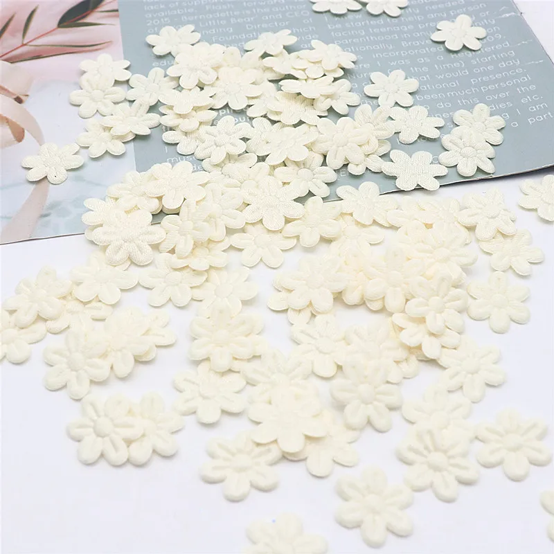 100pcs/pack five petal flower embossing DIY children hair accessories hairpin accessories accessories material cloth sticker 2cm