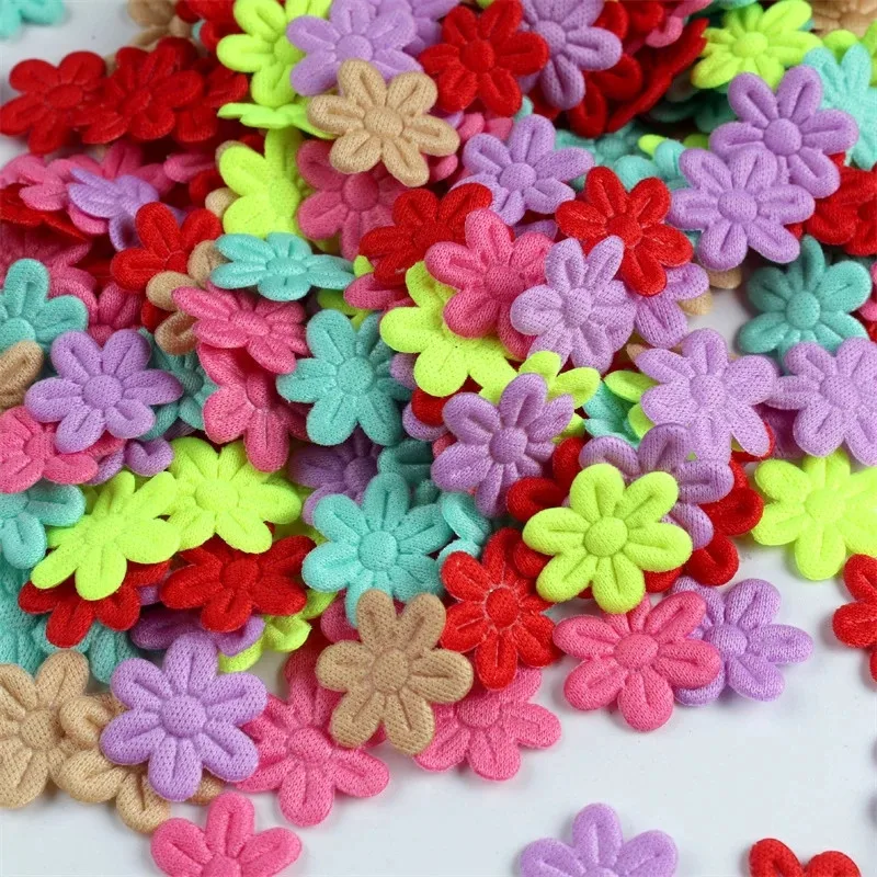 100pcs/pack five petal flower embossing DIY children hair accessories hairpin accessories accessories material cloth sticker 2cm