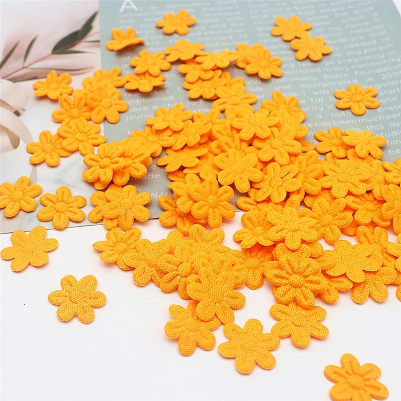 100pcs/pack five petal flower embossing DIY children hair accessories hairpin accessories accessories material cloth sticker 2cm