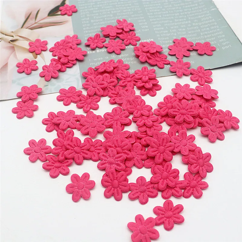 100pcs/pack five petal flower embossing DIY children hair accessories hairpin accessories accessories material cloth sticker 2cm
