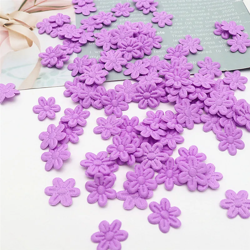 100pcs/pack five petal flower embossing DIY children hair accessories hairpin accessories accessories material cloth sticker 2cm