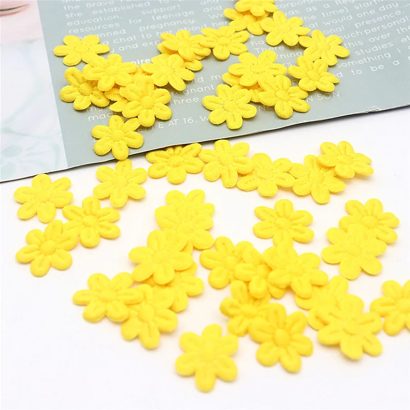100pcs/pack five petal flower embossing DIY children hair accessories hairpin accessories accessories material cloth sticker 2cm