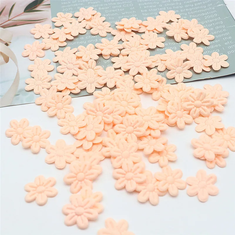 100pcs/pack five petal flower embossing DIY children hair accessories hairpin accessories accessories material cloth sticker 2cm