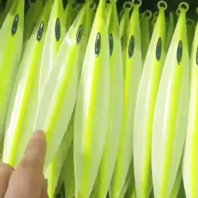 1PC Slow Pitch Jig 120g150g200g250g300g Slow Falling Sinking Metal Jigging Lure Glow Jigs Luminous Lure Pesca Fishing Angler
