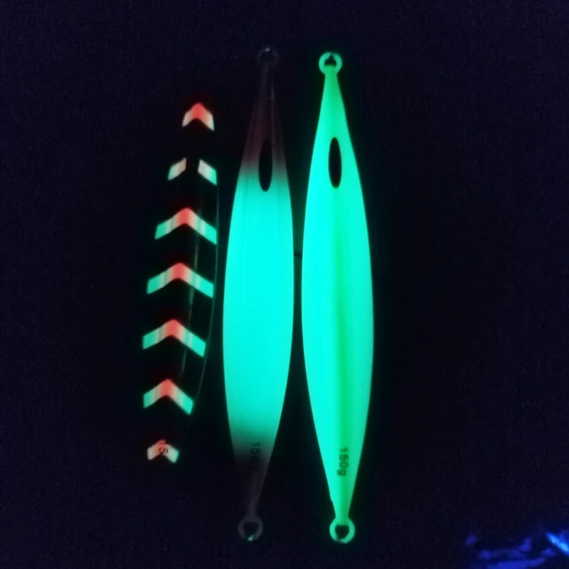 1PC Slow Pitch Jig 120g150g200g250g300g Slow Falling Sinking Metal Jigging Lure Glow Jigs Luminous Lure Pesca Fishing Angler