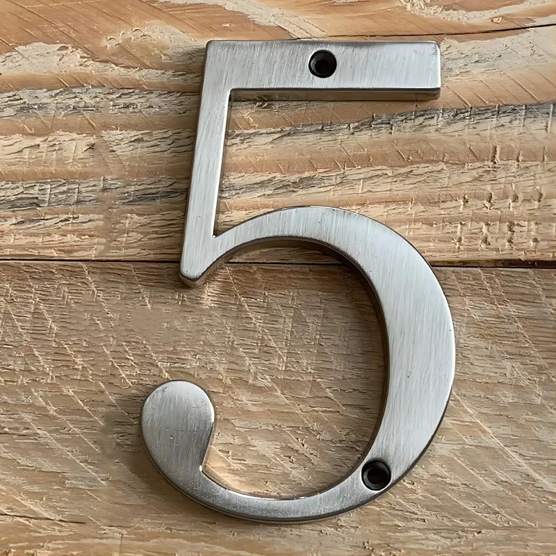 1pc 101mm Modern House Number Outdoor 4 inch Silver Zinc Alloy Apartment Door Numbers Mailbox Address Sign #0-9 With Screws