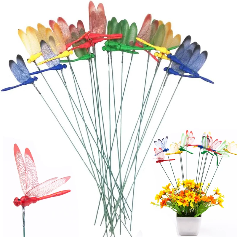 5/10/50pcs Colorful 3D Dragonfly Garden Yard Planter Dragonfly Flower Arrangement Dragonfly Outdoor Decor Flower Pots Decoration