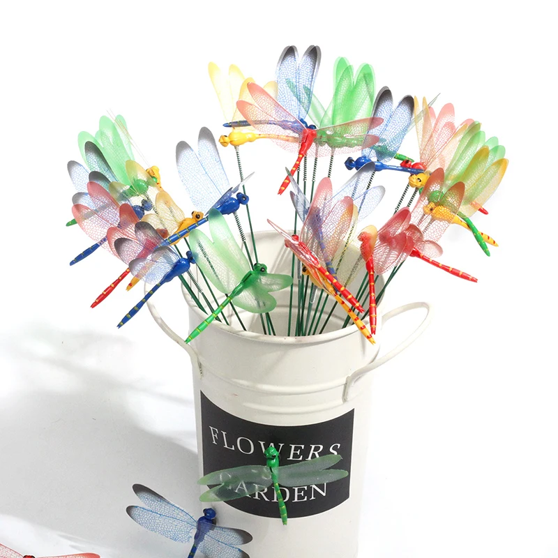 5/10/50pcs Colorful 3D Dragonfly Garden Yard Planter Dragonfly Flower Arrangement Dragonfly Outdoor Decor Flower Pots Decoration