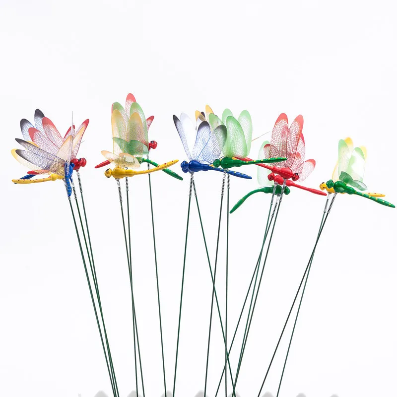 5/10/50pcs Colorful 3D Dragonfly Garden Yard Planter Dragonfly Flower Arrangement Dragonfly Outdoor Decor Flower Pots Decoration