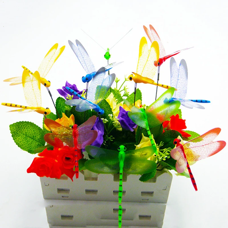 5/10/50pcs Colorful 3D Dragonfly Garden Yard Planter Dragonfly Flower Arrangement Dragonfly Outdoor Decor Flower Pots Decoration