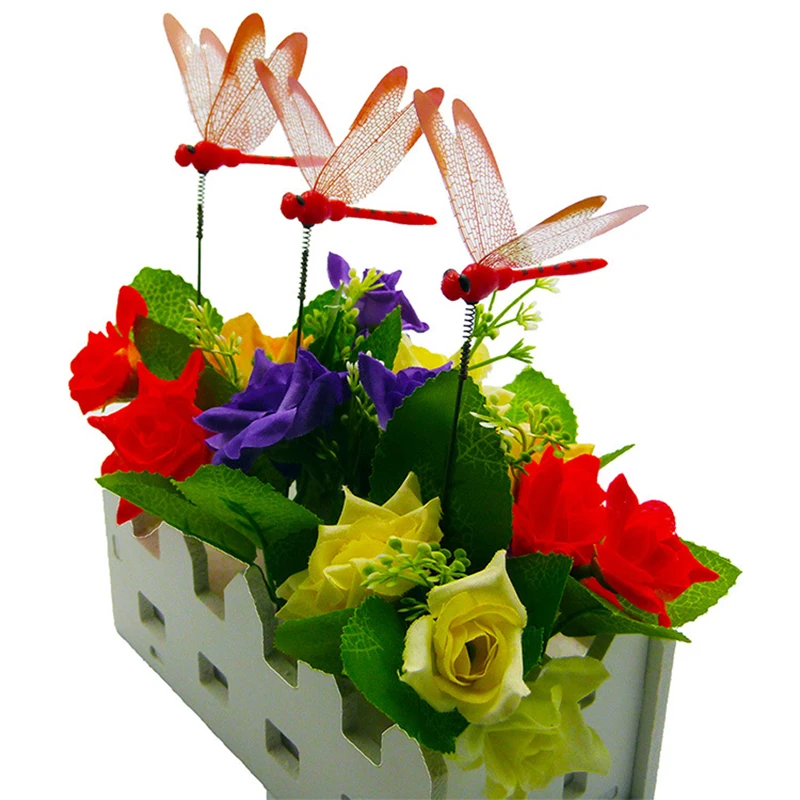 5/10/50pcs Colorful 3D Dragonfly Garden Yard Planter Dragonfly Flower Arrangement Dragonfly Outdoor Decor Flower Pots Decoration