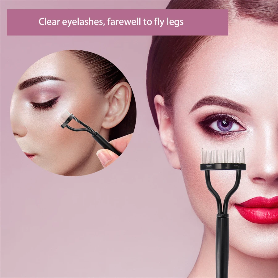 Dual Color Handle Curling Eyelash Clip Artificial Eyelash Assistant Eyebrow Trimmer Steel Needle Portable