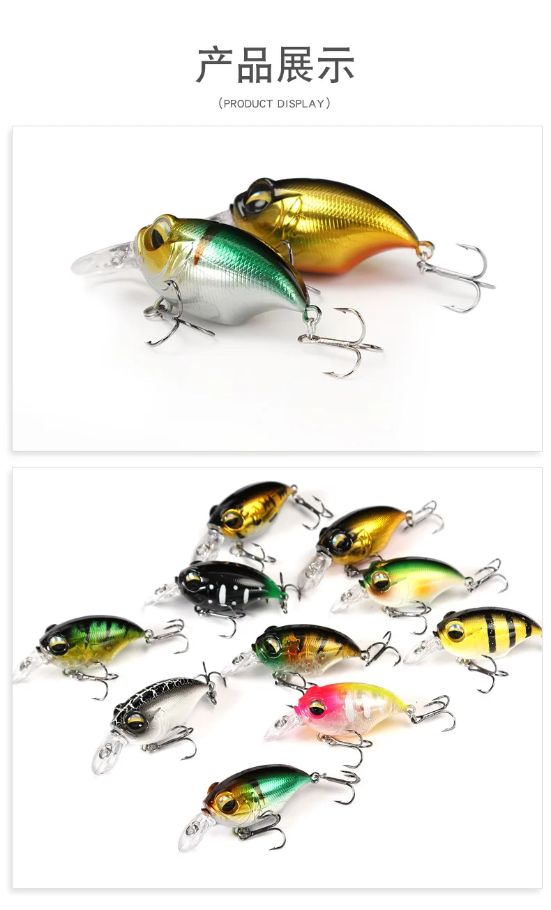 New Crankbait Wobblers Lure 38mm/8g 48mm/11g High Quality Hooks 10 Different Colors Artificial Bait Hard Fishing Cranks