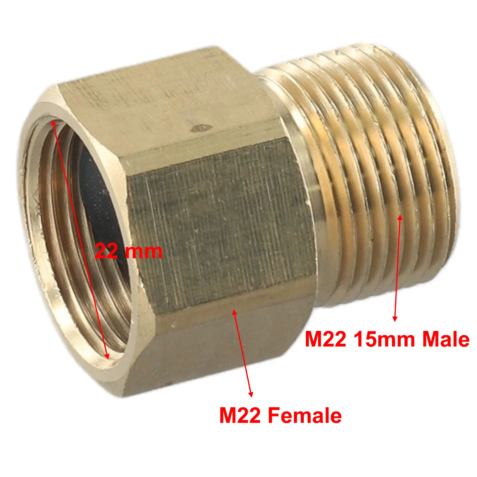 Metric Adapter M22 15mm Male Thread To M22 14mm Female Pressure Washer Gun Hose Connector Brass Fitting Garden Parts