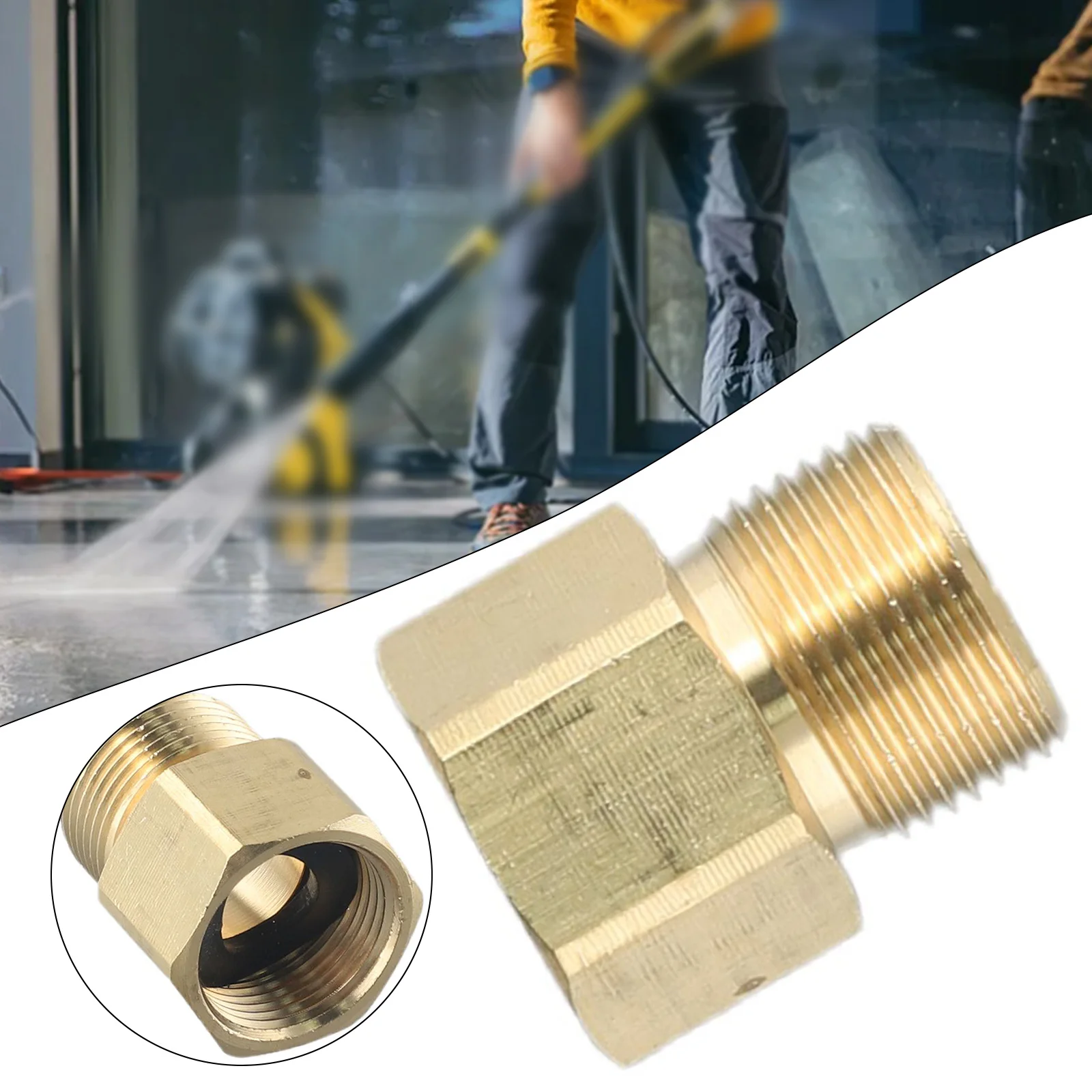 Metric Adapter M22 15mm Male Thread To M22 14mm Female Pressure Washer Gun Hose Connector Brass Fitting Garden Parts