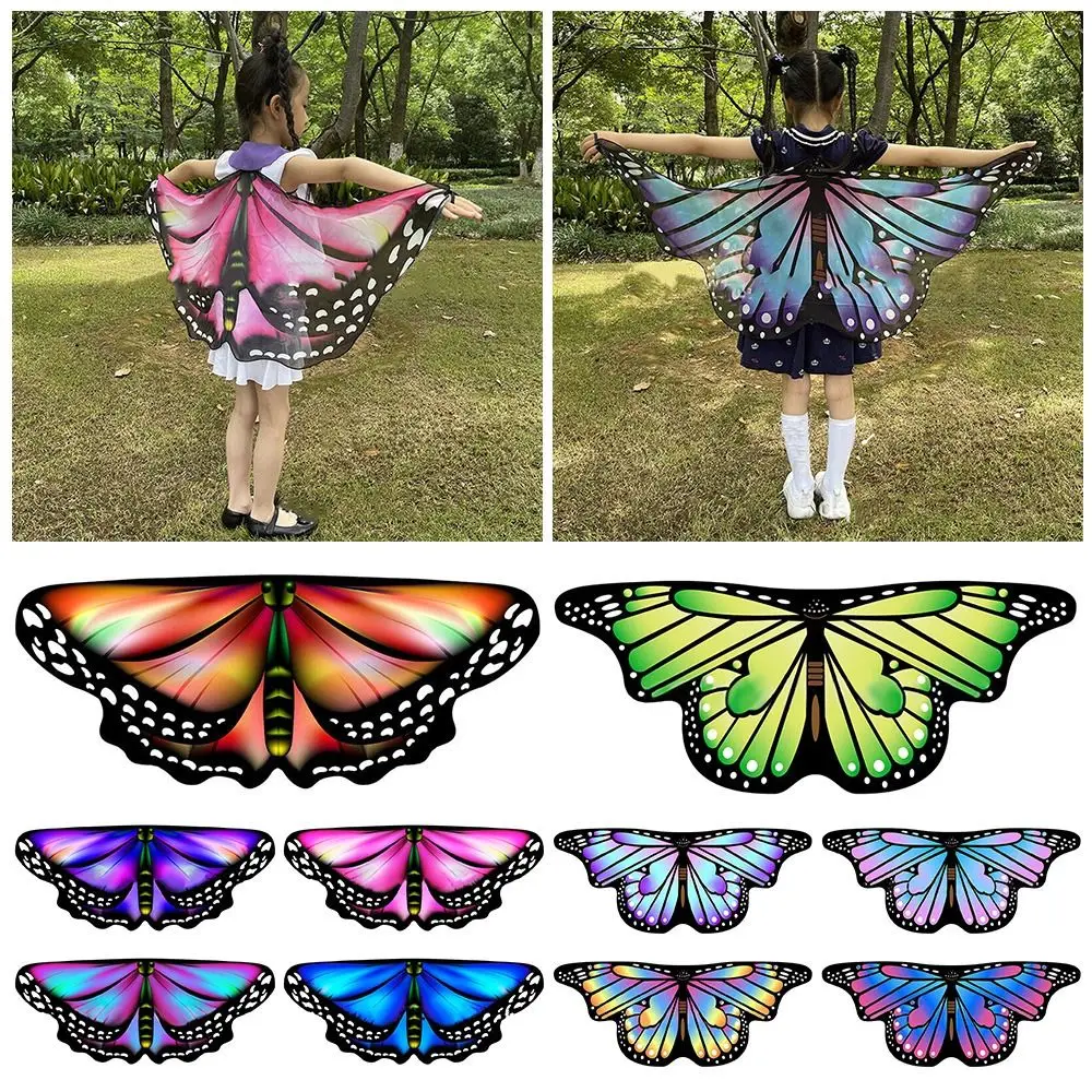 Kids Butterfly Wings Cape Girls Fairy Shawl Pixie Cloak Fancy Colorful Dress Costume Gift Party & Holiday DIY Decorations