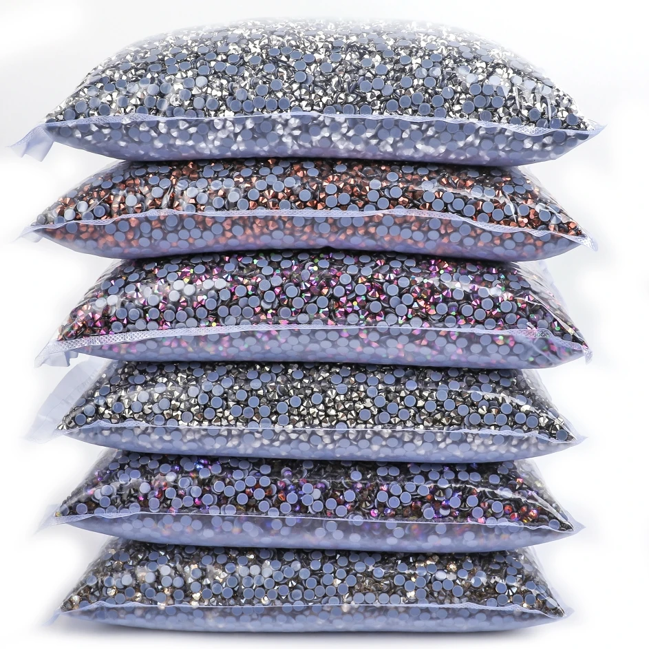 Big bag 42 Pop Colors Wholesale Large Packing DMC Hotfix Rhinestones Flatback Glass Iron On For Wedding Dress Decorations