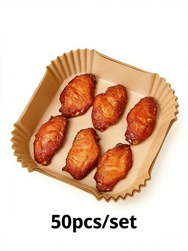 Air Fryer 50/100PCS Bakeware Disposable Paper Tray Non-Stick Mat Oil-proof Liner Non-Stick Mat for Kitchen Oven Baking Paper