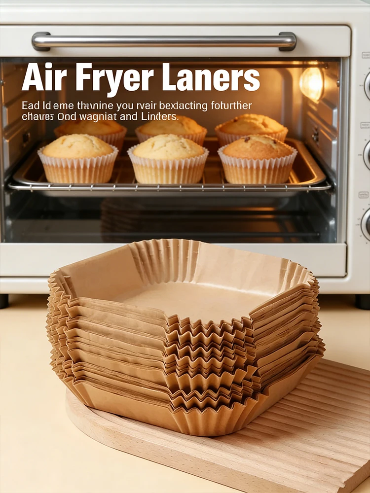 Air Fryer 50/100PCS Bakeware Disposable Paper Tray Non-Stick Mat Oil-proof Liner Non-Stick Mat for Kitchen Oven Baking Paper