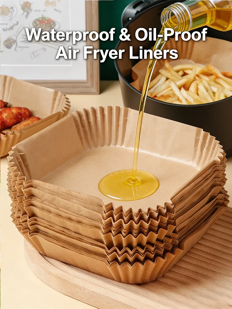 Air Fryer 50/100PCS Bakeware Disposable Paper Tray Non-Stick Mat Oil-proof Liner Non-Stick Mat for Kitchen Oven Baking Paper