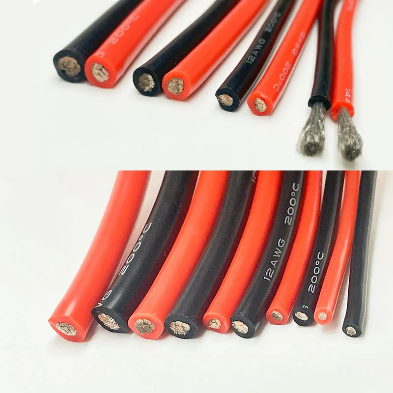 High Temperature Resistant Ultra Soft Silicon Wire 6 8 10 12 14 16 18 20 22 24 26 28AWG Red Black Cable