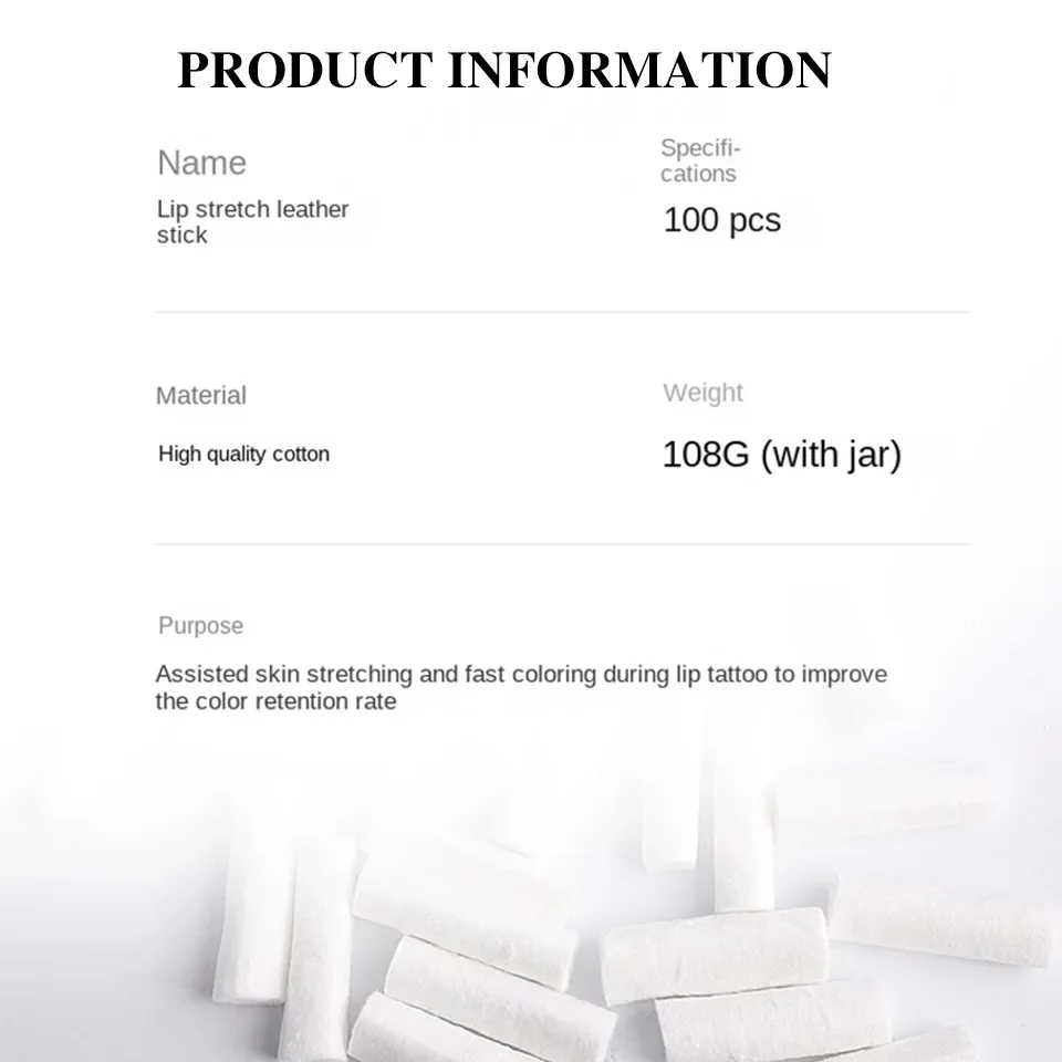 100PCS/box Disposable Lip Tattoo Skin Stretching Cotton Stick With Box Semi-Permanent Makeup Lip Embroidery Blush Recovery Tools