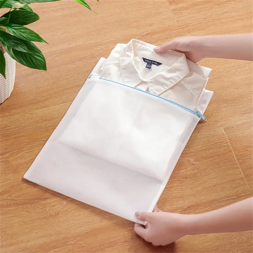 7pcs Laundry Bags Clothes Protect Bags For Washing Machine Travel Dirty Clothing Organize Laundry Basket Blue Zipper Washing Bag