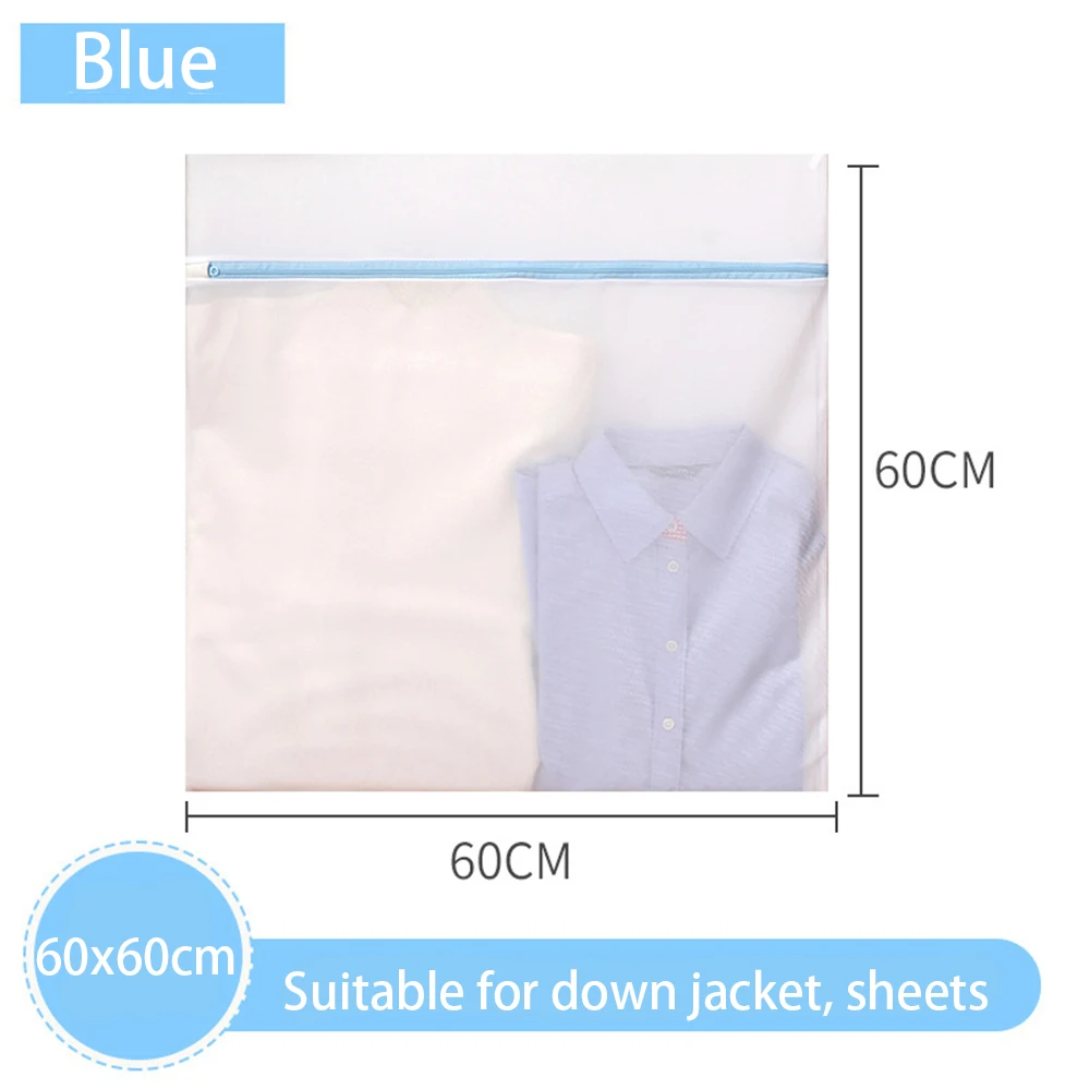 7pcs Laundry Bags Clothes Protect Bags For Washing Machine Travel Dirty Clothing Organize Laundry Basket Blue Zipper Washing Bag