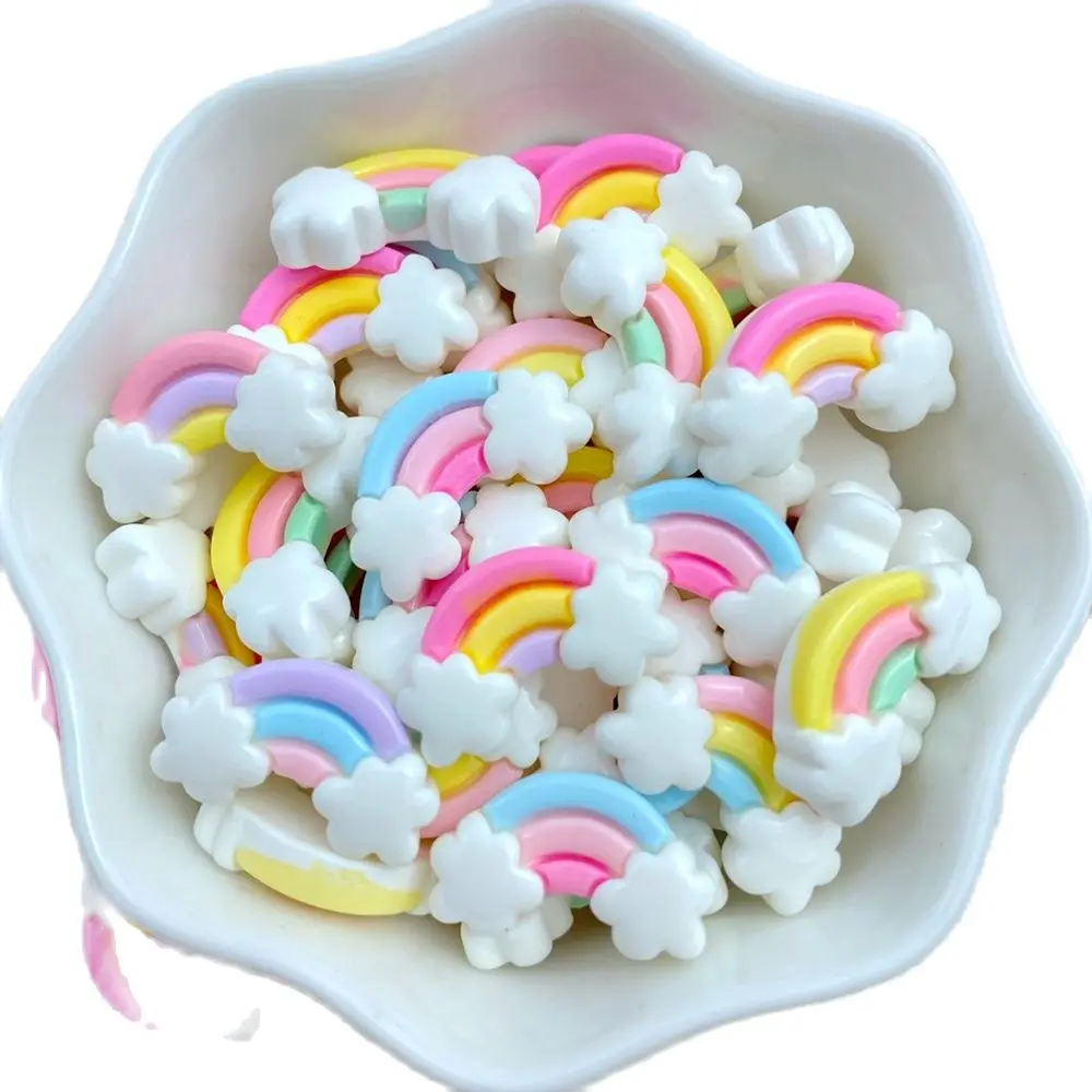 30Pcs New Cute Resin Mini Colorful Rainbow Series Flat Back Free Shipping Manicure Parts Embellishments For Hair Bows Accessorie
