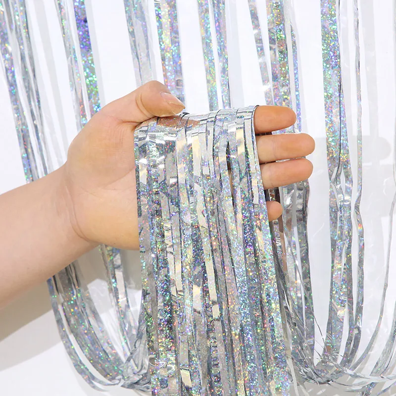 2M Glitter Pink Metallic Foil Tinsel Curtain Backdrop Birthday Wedding Bridal Shower Bachelorette Party Decor Adult Anniversary