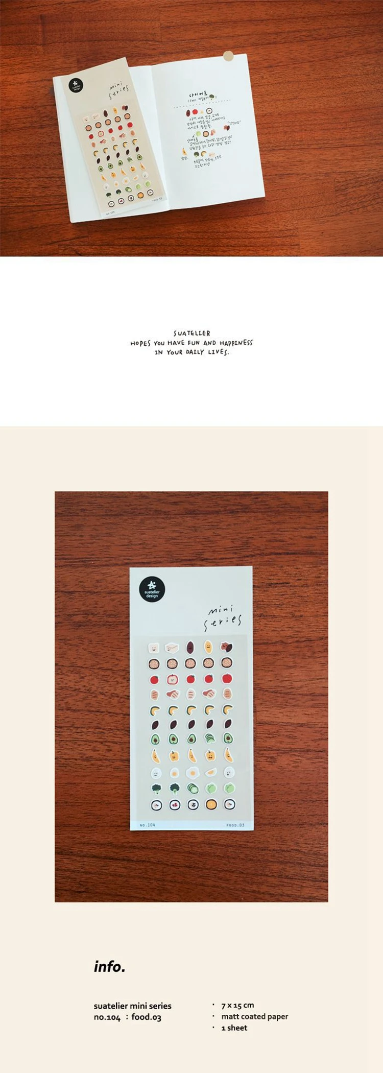 Suatelier Mini Stickers Korean Cartoon Dinosaur Animal Scrapbooking DIY Nail Sticker Junk Journal Diary Decor Craft Supplies