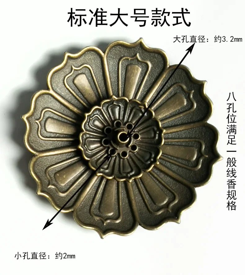 Alloy Incense Burner Stick Holder Buddhism Lotus Line Incense Plate Sandalwood Coil Base Temples Yoga Studios Home Decoration