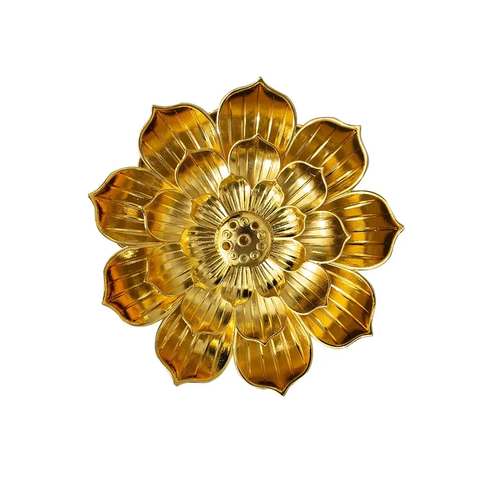 Alloy Incense Burner Stick Holder Buddhism Lotus Line Incense Plate Sandalwood Coil Base Temples Yoga Studios Home Decoration