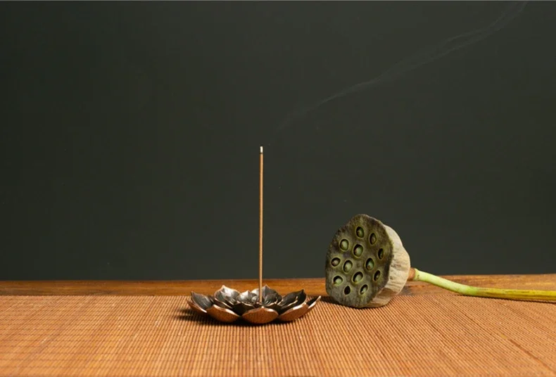 Alloy Incense Burner Stick Holder Buddhism Lotus Line Incense Plate Sandalwood Coil Base Temples Yoga Studios Home Decoration