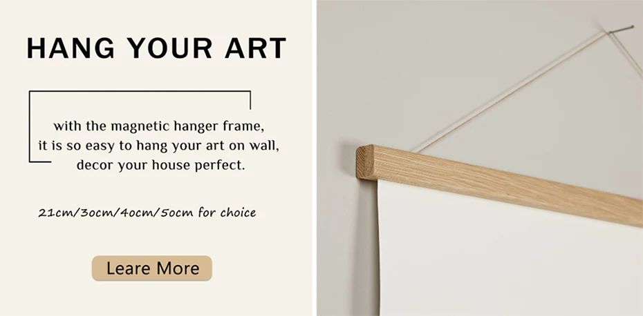 1PC Magnetic Wooden Picture Poster Hanger Frames Photos Wall Art Canvas Print Painting Teak Pine Wood Living Room Home Decor