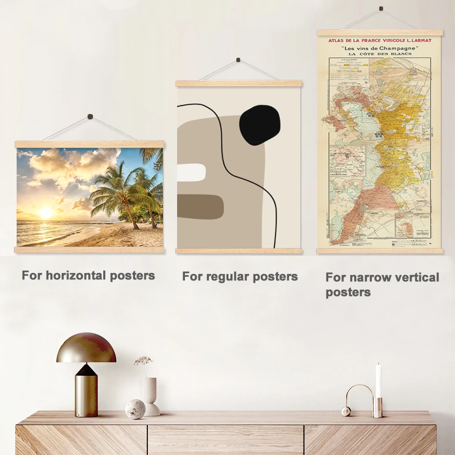 1PC Magnetic Wooden Picture Poster Hanger Frames Photos Wall Art Canvas Print Painting Teak Pine Wood Living Room Home Decor