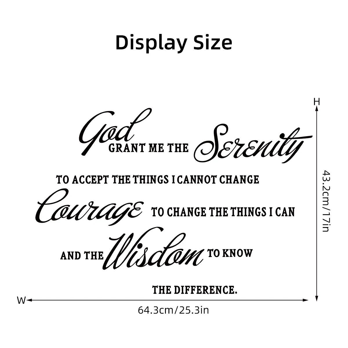 1pc English"God Grant Me The Serenity "Art Text Wall Stickers for Bedroom Children's Room Decor Living Room Decoration Wall Art
