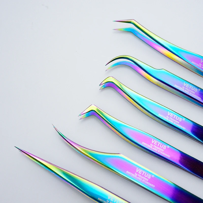 VETUS Original New CTS Series Colorful Tweezers for Eyelash Extensions Stainless Steel Hyper Fine Tip Anti Static ESD Tweezers