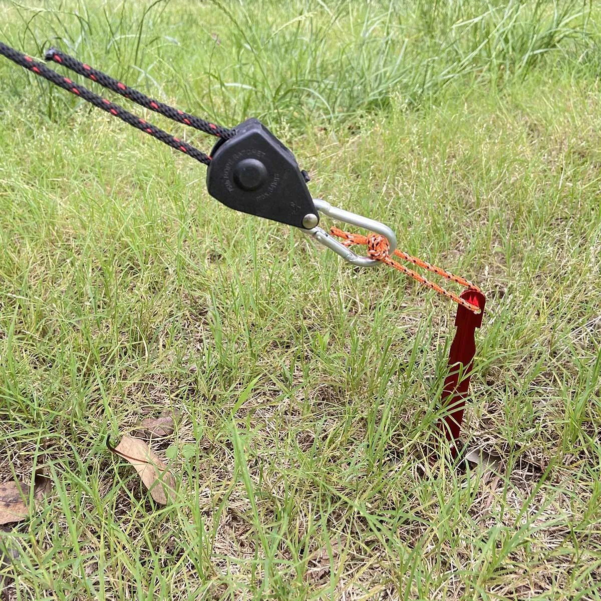 4mm Camping Tent Tie Down Rope Tightener Fastening Pulley Ratchet Hangers Awning Rope Hook Canopy Buckle Rope Tightening Tool